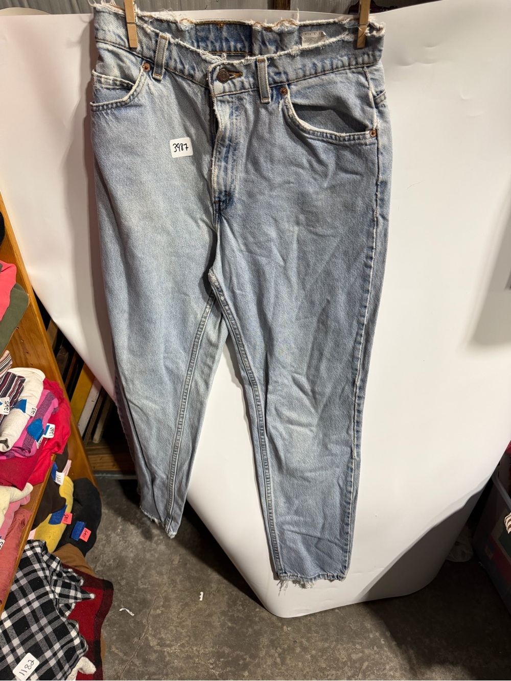 #3987-Levi's Light Blue Denim Jeans with Leather Patch